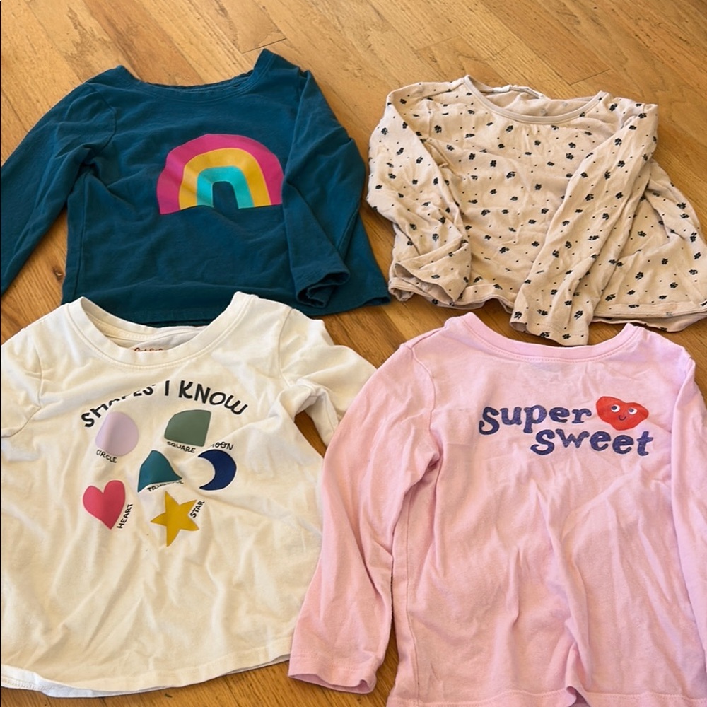 Kids Long Sleeve Shirt Set - Teal, Pink, Cream, White
